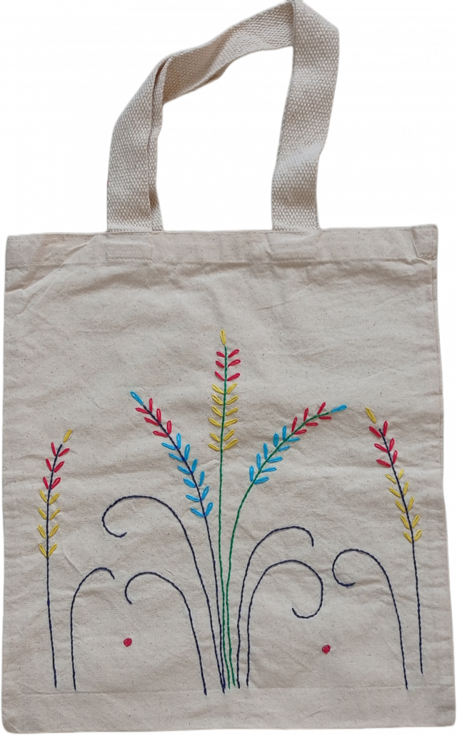 Hand embroidered Canvas Tote Bag with Multicolor pattern | Handbag for women (37 CM X 32 CM)