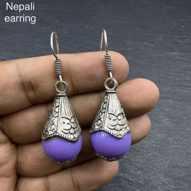 Nepali earrings blue